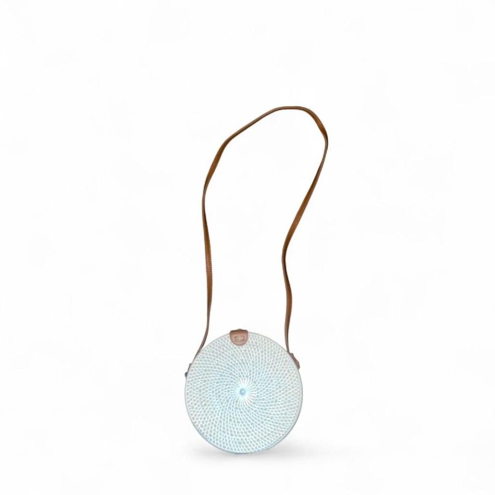 Round Woven Rattan Crossbody Bag